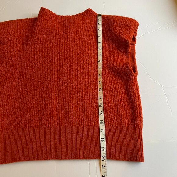 Aritzia Babaton Hazlitt Merino Wool Sweater Shoulder Pads Mock Neck Orange/Red. - Picture 11 of 12